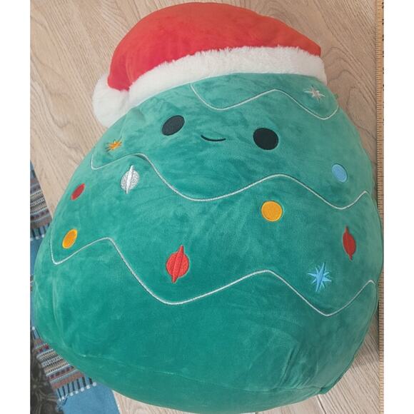 Squishmallows  16in. Carol Christmas Tree in Santa Hat  Pre-owned Holiday Plush - Picture 1 of 4